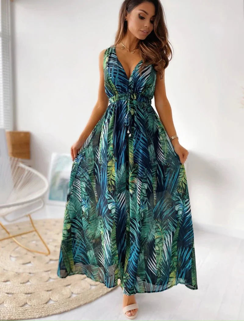 Vestido Estampado de Costas Abertas - Loja Luniva