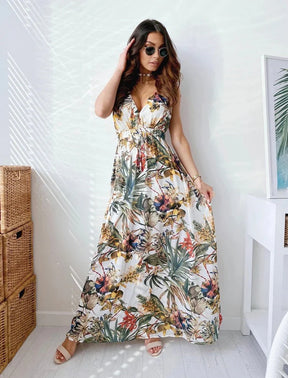 Vestido Estampado de Costas Abertas - Loja Luniva