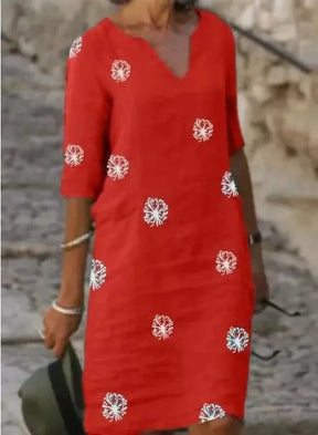Vestido Feminino de Linho com Gola V Joyce - Loja Luniva