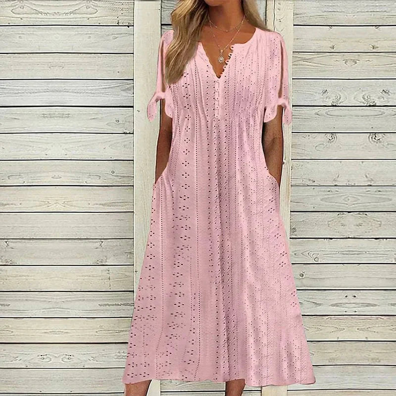 Vestido Feminino de Renda com Gola V Ofélia - Loja Luniva