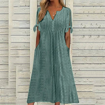 Vestido Feminino de Renda com Gola V Ofélia - Loja Luniva