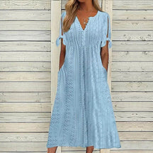 Vestido Feminino de Renda com Gola V Ofélia - Loja Luniva