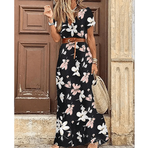 Vestido Feminino Estampado de Fenda Alta - Loja Luniva