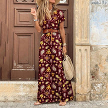 Vestido Feminino Estampado de Fenda Alta - Loja Luniva