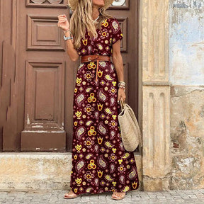Vestido Feminino Estampado de Fenda Alta - Loja Luniva