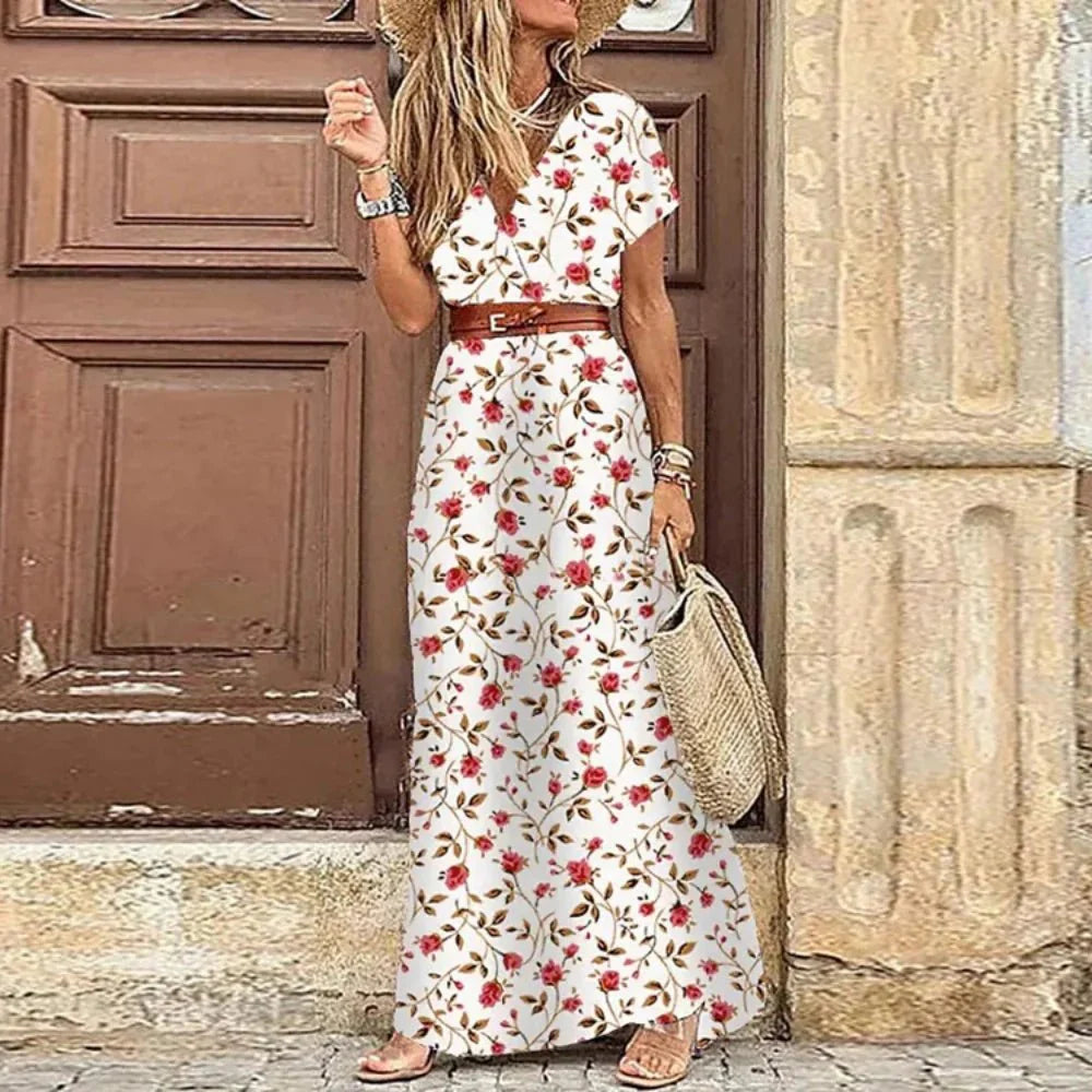 Vestido Feminino Estampado de Fenda Alta - Loja Luniva