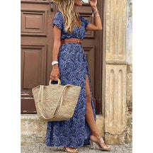 Vestido Feminino Estampado de Fenda Alta - Loja Luniva