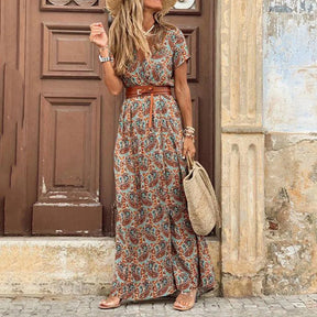Vestido Feminino Estampado de Fenda Alta - Loja Luniva
