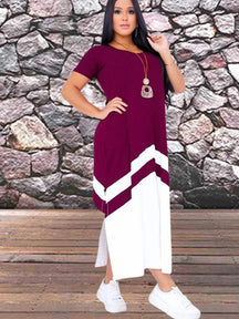 Vestido Feminino Longo Bicolor com Fenda - Loja Luniva