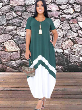 Vestido Feminino Longo Bicolor com Fenda - Loja Luniva