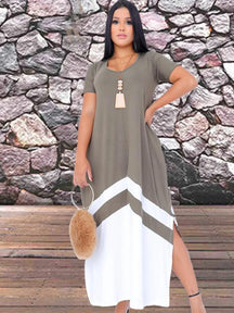 Vestido Feminino Longo Bicolor com Fenda - Loja Luniva
