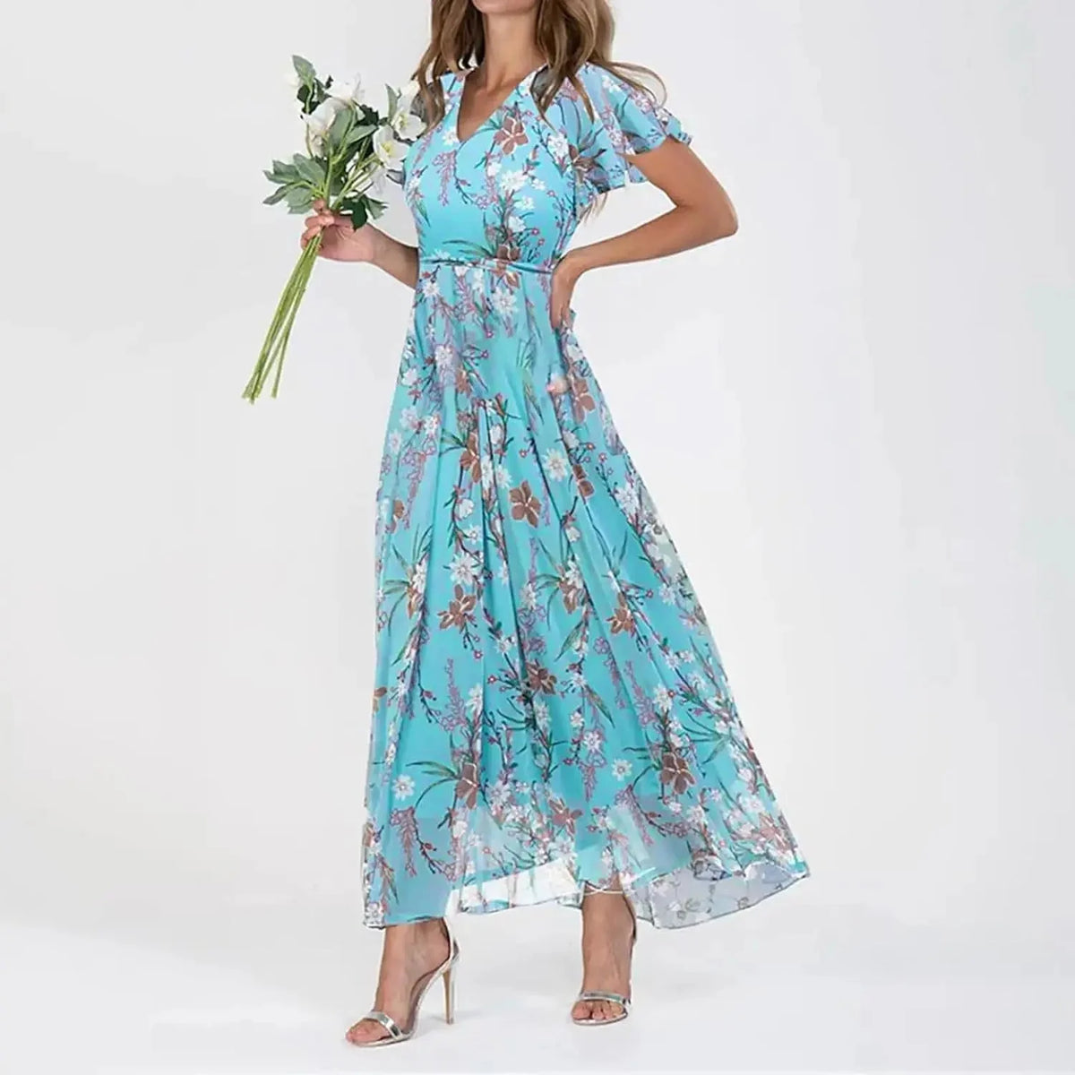 Vestido Feminino Longo Floral Elisabete - Loja Luniva
