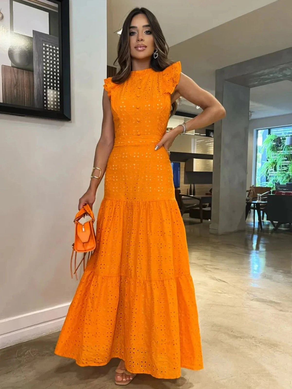 Vestido Feminino Longo Manga Voadora - Loja Luniva