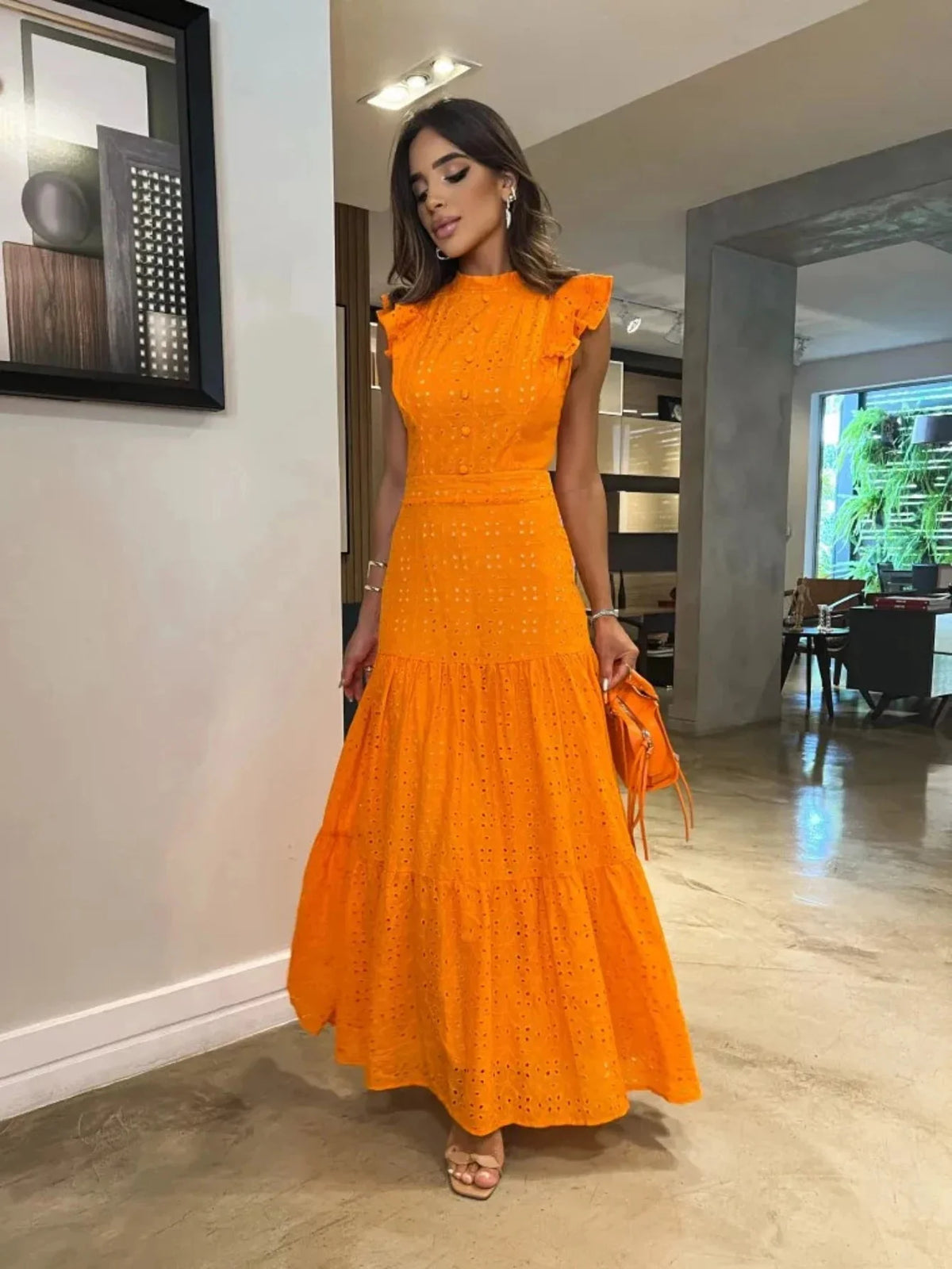 Vestido Feminino Longo Manga Voadora - Loja Luniva