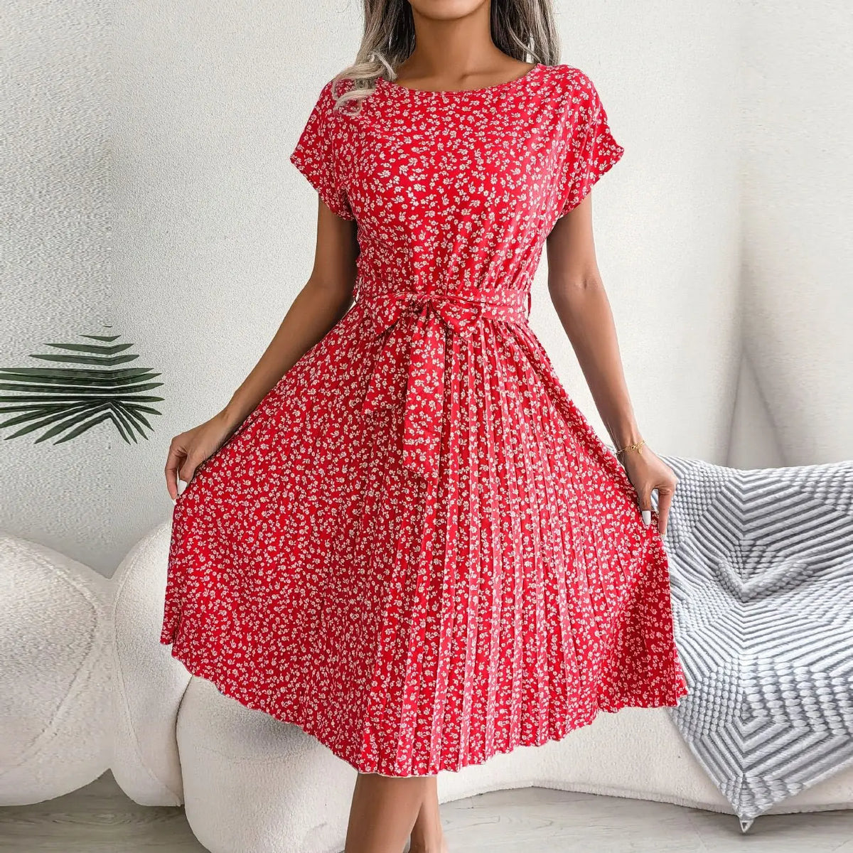 Vestido Floral Plissado - Loja Luniva