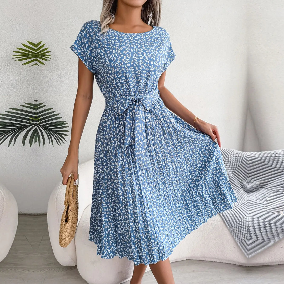 Vestido Floral Plissado - Loja Luniva