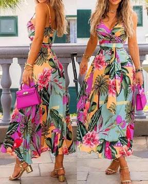 Vestido Longo com Estampa Tropical - Loja Luniva