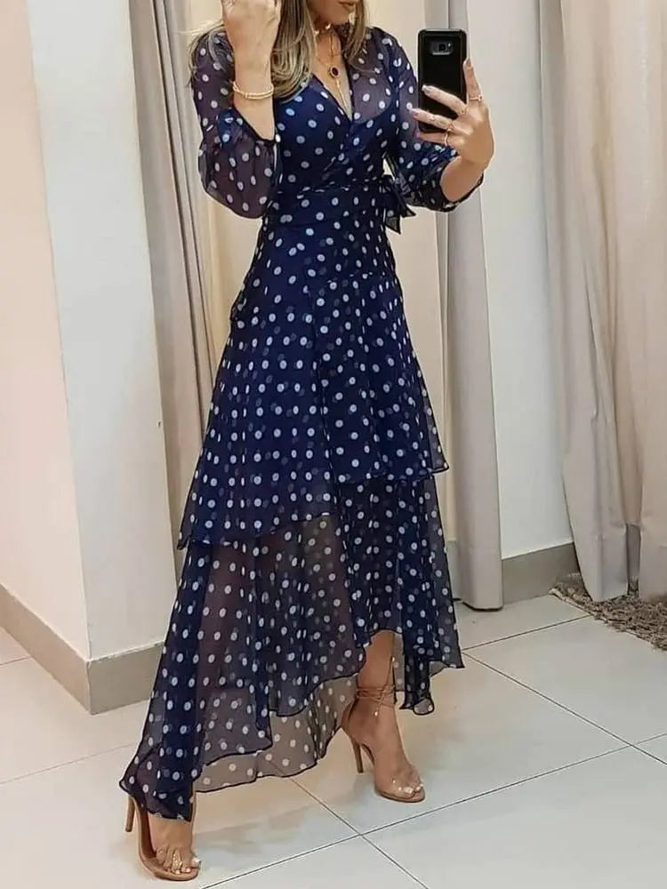Vestido Longo De Bolinhas - Loja Luniva