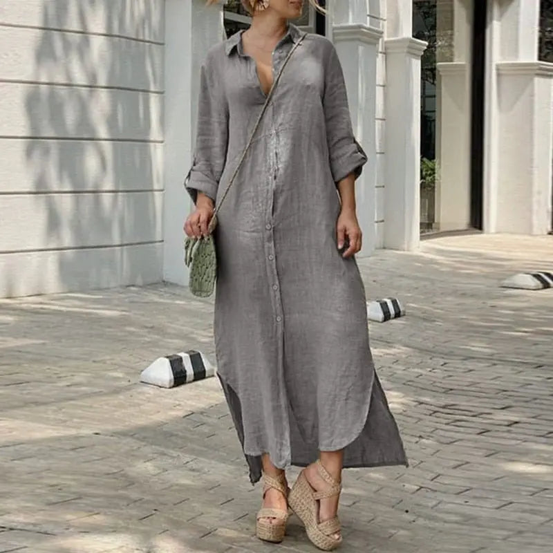 Vestido Longo De Linho - Judi - Loja Luniva