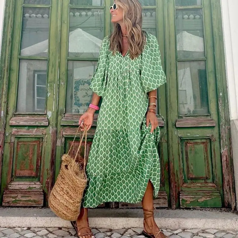 Vestido Longo Estampado Elida - Loja Luniva